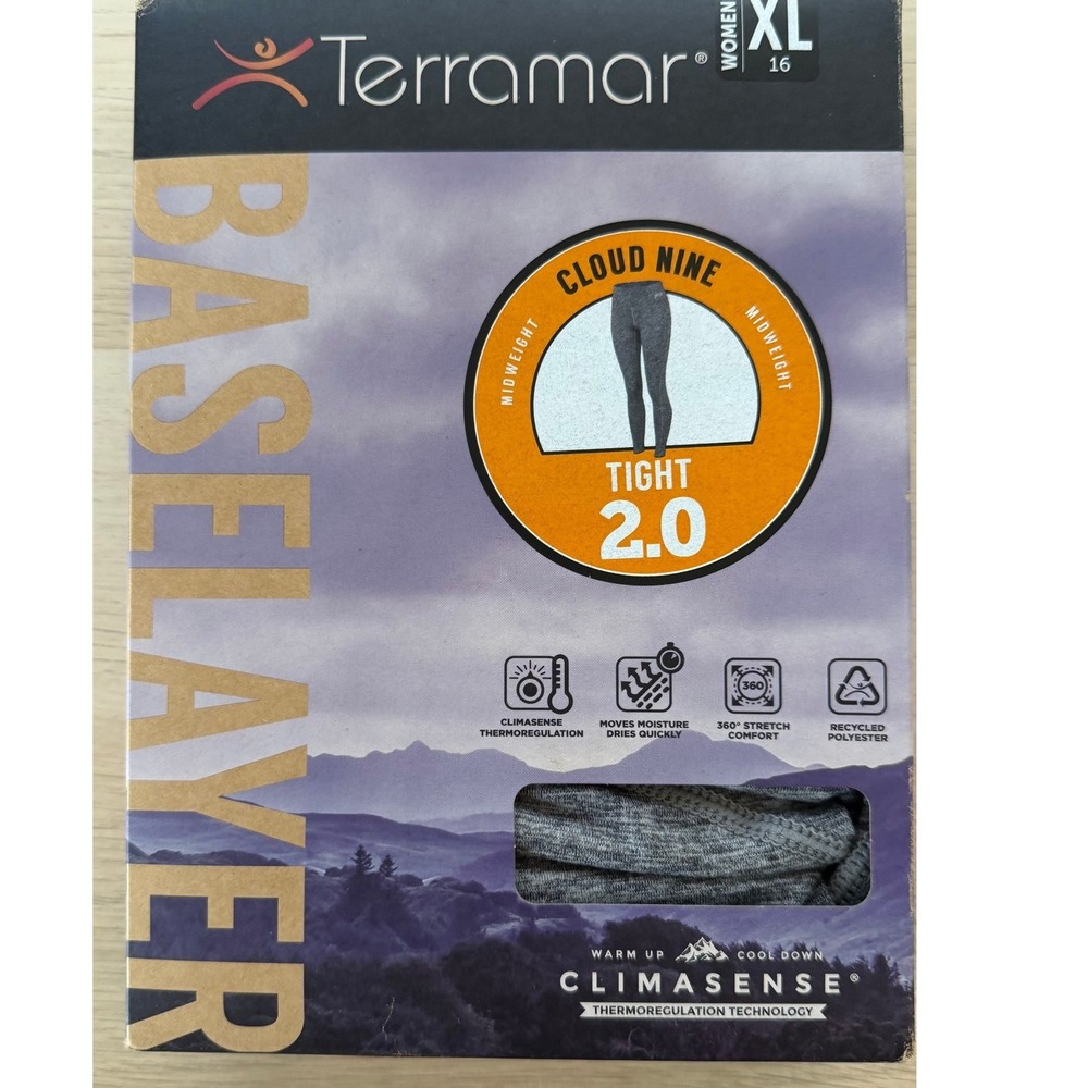 Terramar Womens XL Cloud Nine 2.0 Midweight Baselayer Tight Grey Melange W9218
